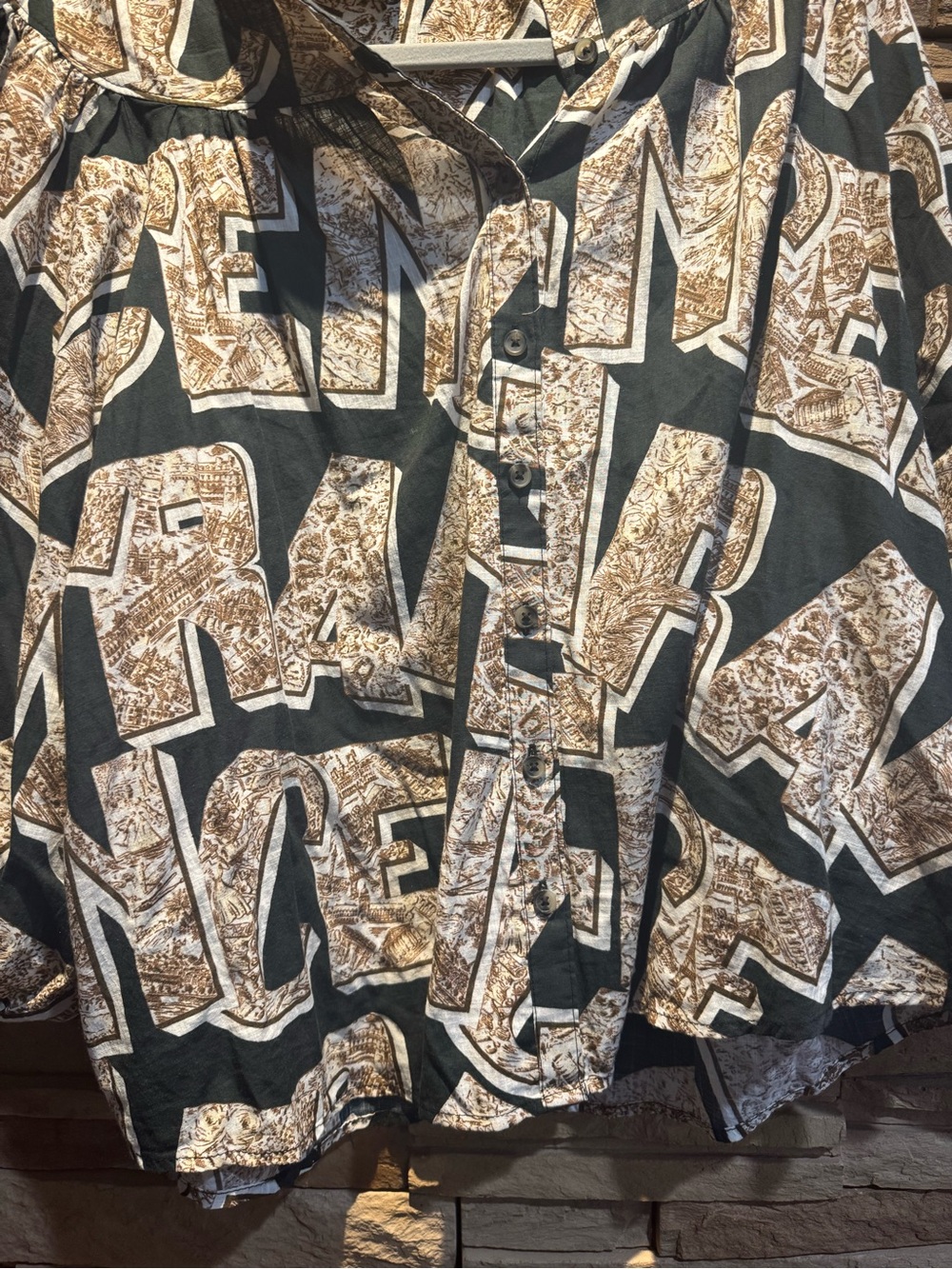 Maeve Anthropolgie Casual Letter Print Round Neck Shirt Blouse Size 1X - Picture 4 of 5